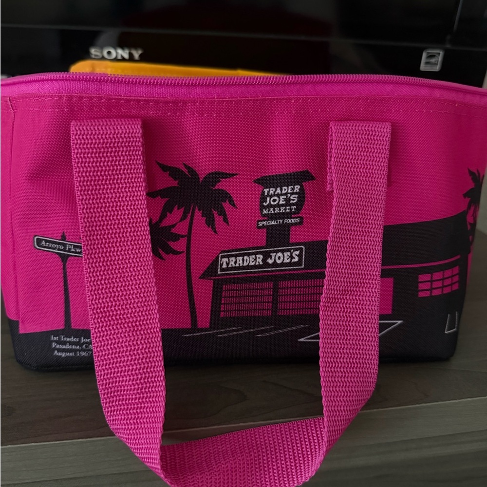 Trader Joe's Pink Graphic Tote Bag